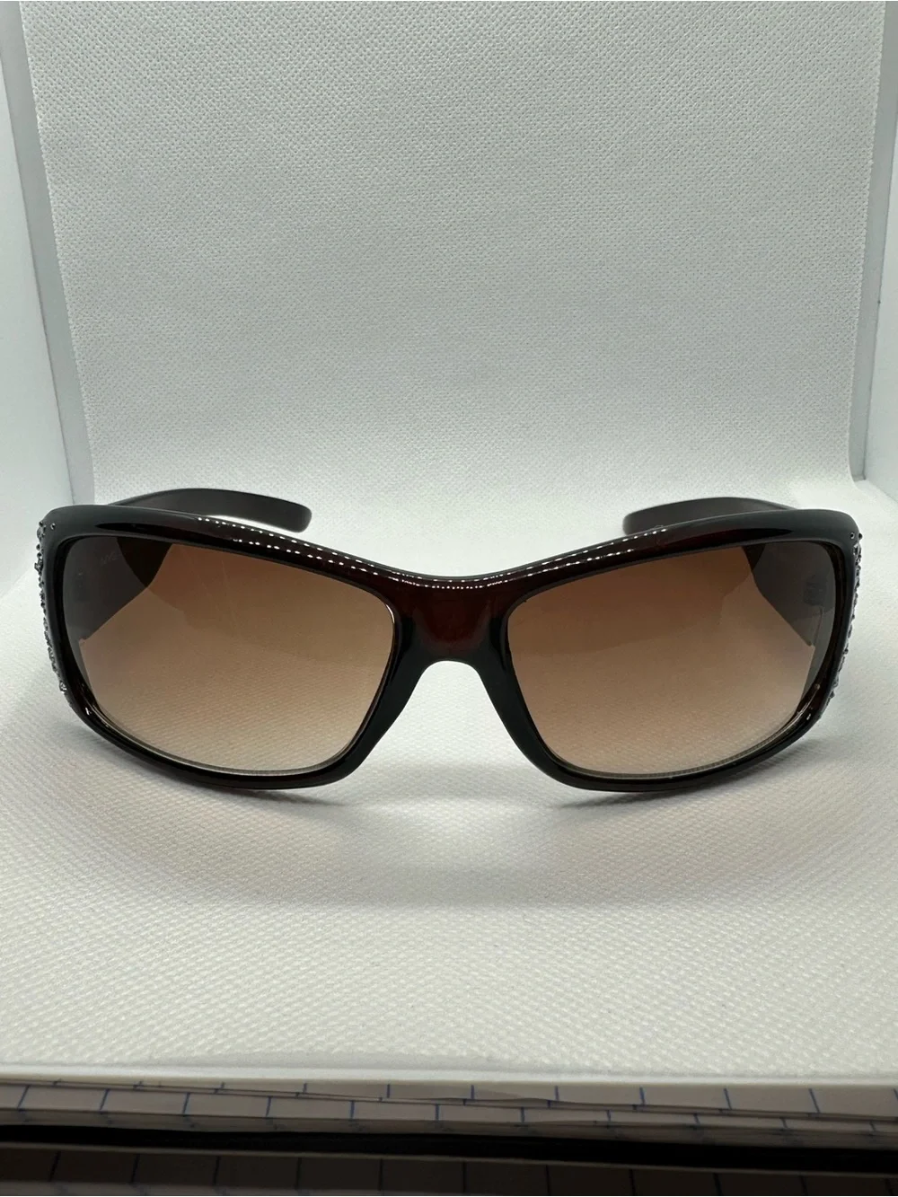 NYS Collection Brown Sunglasses with Rhinestone Detailing
